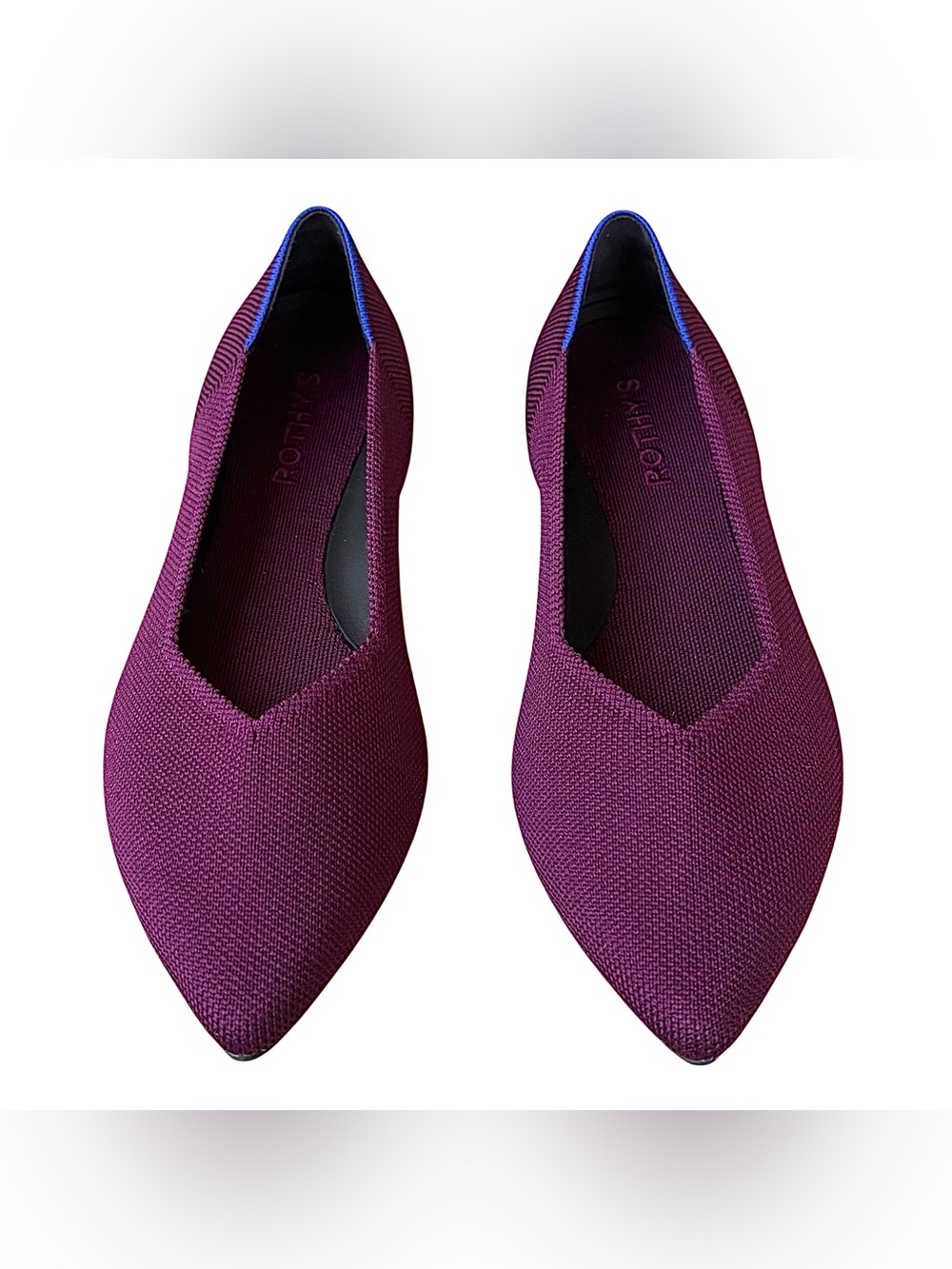 ROTHY’s “The Point II” Maroon & Gold Woven Flats - Picture 5 of 14